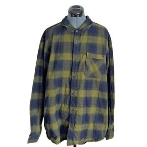 Roark Revival Nordsman Plaid Flannel Shirt Mens XXL Green Navy Blue Classic Fit